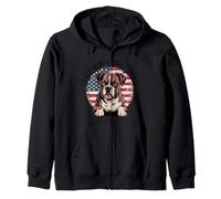 Cuore feroce. Spirito libero. - Patriottico Boxer Cane Bandiera USA Felpa con Cappuccio
