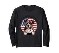 Cuore feroce. Spirito libero. - Patriottico Boxer Cane Bandiera USA Maglia a Manica
