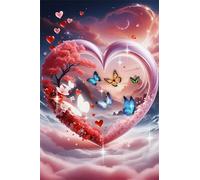Cuore Fiore Farfalla - Puzzle 300 Pezzi - puzzle Fai da te 38x26 cm,Intrattenimento Creativo - Puzzles Per Adulti E Tutta La Famiglie
