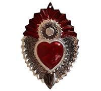 Cuore Flor de Pico, artigianato messicano, da appendere (23 x 15,5 cm)