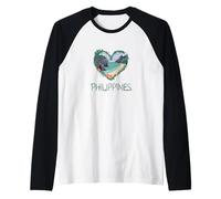 Cuore Floreale delle Filippine - Souvenir degli Amanti delle Isole Filippine Maglia con Maniche Raglan