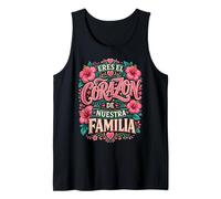 Cuore Floreale Famiglia Spagnola Citazione Grafica Eres Corazon Rosa Canotta