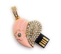 Cuore Fogli Rosa Golden con Cristalli Chiavetta USB 8GB 16GB 32GB 64GB USB 2.0