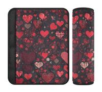 Cuore Forma Decor Love Rosso Nero 2 Pack Cintura di Sicurezza Spalline per Adulti Stop Cintura di Sicurezza Taglio nel Collo per Sedan forro para cinturon de seguridad
