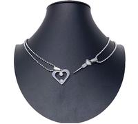 Cuore Freccia Ciondolo Spezzato Nero 2 x Collana Acciaio Uomo Donna Amici A/13