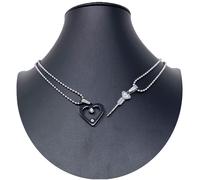 Cuore Freccia Ciondolo Spezzato Nero 2 x Collana Acciaio Uomo Donna Amici A/13