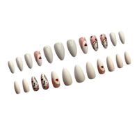 Cuore Full Covers Stick On Nails Lovely Cats Unghie finte Premere sulle Unghie Bianche a Forma di Mandorla Unghie Artificiali Per