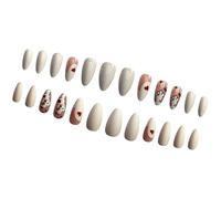 Cuore Full Covers Stick On Nails Lovely Cats Unghie finte Premere sulle Unghie Bianche a Forma di Mandorla Unghie Artificiali Per