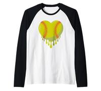 Cuore Fuso Forma Mazza da Baseball Maglia con Maniche Raglan