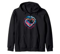 Cuore Galassia Cratere Amore Cosmico Pianeta Cielo Romantico Felpa con Cappuccio