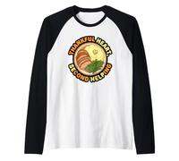 Cuore Grato Secondo Aiutare Il Cibo del Ringraziamento della Turchia Maglia con Maniche Raglan