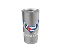 Cuore Havanna Cuba con ali d'angelo in colori bandiera cubana Bicchiere termico in acciaio inox doppia parete