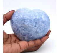 Cuore in Calcite Blu da 460 grammi e 90 millimetri, minerale calcite del Madagascar, pietra di origine naturale, pietra esclusiva, pietra decorativa, minerale di saggezza