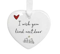 Cuore in ceramica da appendere, con scritta "I Wish You Lived Next Door Heart", da appendere, regalo in ceramica, decorazione per baby shower, decorazione per la camera dei bambini, ornamento a forma