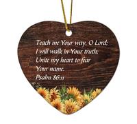 Cuore in ceramica Ornamenti di Natale Salmo 86:11 Teach Me Your Way O Lord; I Will Walk in Your Truth; Unite My Heart to Fear Your Name Ornamenti per albero di Natale Decorazione di Natale Ricordo