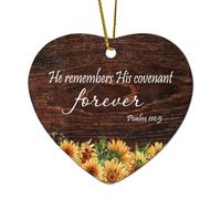 Cuore in ceramica ornamenti natalizi con detto Salmo 111:5 Wall Art, He Remembers His Covenant Forever Ornamenti per albero di Natale Decorazione da appendere per Natale Ricordo di Natale Vacanze