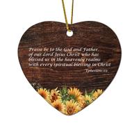 Cuore in ceramica ornamenti natalizi Efesini 1:3 Lode al dio e al padre di nostro Signore Gesù Cristo che ci ha benedetto in The He Ornamenti per albero di Natale Decorazione Natale ricordo souvenir