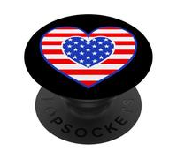 cuore, in, colori, di, bandiera americana, bandiera, di, usa, come, uno, cuore PopSockets PopGrip Adesivo