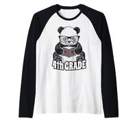 Cuore Insegnante Lettore Libro Panda Scuola 4th Grade Maglia con Maniche Raglan