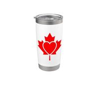 Cuore integrato con foglia d'acero canadese rossa Bicchiere termico in acciaio inox doppia parete