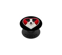 Cuore Jack Russell Terrier rivestito bianco e nero PopSockets PopGrip Adesivo