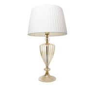 Cuore: Lampada Elegante di Cristallo Soffiato Ambra Lume da Tavolo e da Comodino con Paralume Avorio Fatto a Mano prodotto in Italia per Soggiorno, Camera da letto, Ingresso, Studio