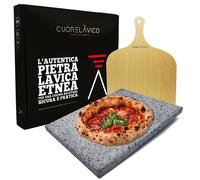 CUORE LAVICO - KIT PIASTRA REFRATTARIA IN PIETRA LAVICA ETNEA PER PIZZA 39X30X2 CM + PALA| FORNO A GAS, ELETTRICO E BARBECUE PER PANE E PINSA - MADE IN ITALY