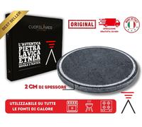 CUORE LAVICO - PIASTRA REFRATTARIA IN PIETRA LAVICA ETNEA TONDA 35X2 CM BARBECUE