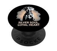 Cuore Leale Silver Soul | Elegante Cane Weimaraner PopSockets PopGrip Adesivo