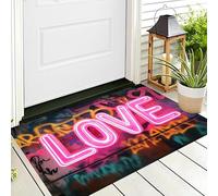 Cuore Leggero Zerbini Per Interni,Tappeto Ingresso Zerbino Morbidi Testo Graffiti Per Interni Cucina Porta Anteriore Posteriore Animali Domestici E Cani,90X150Cm Rosa