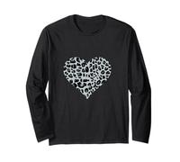 Cuore Leopardo Grigio e Nero con Stampa Animalier Maglia a Manica