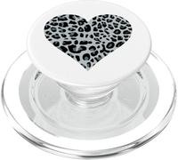 Cuore leopardo grigio e nero con stampa animalier PopSockets PopGrip per MagSafe