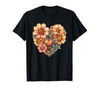 Cuore Meccanico con Fiori Steampunk Love Maglietta