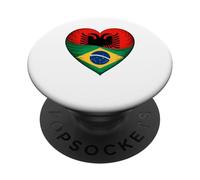 Cuore Metà Albanese Metà Brasiliano Radici Albania Brasile PopSockets PopGrip Adesivo