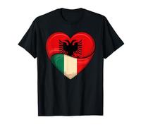 Cuore metà Albanese metà Italiano Radici Albania Italia Maglietta