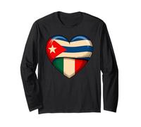 Cuore metà Cubano Italiano Radici eredità Cuba Italia Maglia a Manica