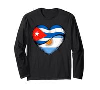 Cuore metà Cubano metà Domenicano Radici Cuba Maglia a Manica