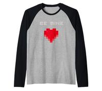 Cuore miner nerd geek coder amore rosso 8bit game pixel Maglia con Maniche Raglan