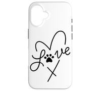 Cuore minimalista per amanti degli animali domestici con stampa di zampe d'amore per mamme di cani e gatti Custodia per iPhone 16