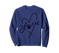 Cuore minimalista per amanti degli animali domestici con stampa di zampe d'amore per mamme di cani e gatti Felpa