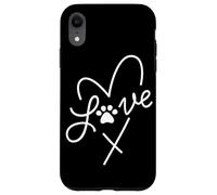 Cuore minimalista per amanti degli animali domestici con stampa di zampe d'amore per mamme di cani e gatti Custodia per iPhone XR