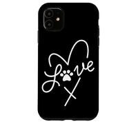 Cuore minimalista per amanti degli animali domestici con stampa di zampe d'amore per mamme di cani e gatti Custodia per iPhone 11