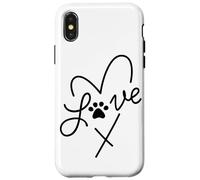 Cuore minimalista per amanti degli animali domestici con stampa di zampe d'amore per mamme di cani e gatti Custodia per iPhone X/XS