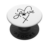 Cuore minimalista per amanti degli animali domestici con stampa di zampe d'amore per mamme di cani e gatti PopSockets PopGrip Adesivo
