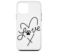 Cuore minimalista per amanti degli animali domestici con stampa di zampe d'amore per mamme di cani e gatti Custodia per iPhone 12 mini