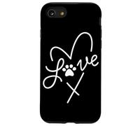 Cuore minimalista per amanti degli animali domestici con stampa di zampe d'amore per mamme di cani e gatti Custodia per iPhone SE (2020) / 7 / 8