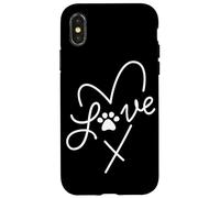 Cuore minimalista per amanti degli animali domestici con stampa di zampe d'amore per mamme di cani e gatti Custodia per iPhone X/XS