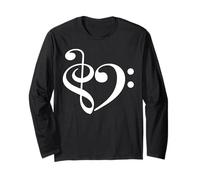 Cuore Musicale Chiave di Violino e Basso per Musicista Amante della Musica Maglia a Manica