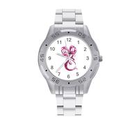 Cuore Nastro Fuori Consapevolezza del cancro al seno Orologi da uomo in acciaio inossidabile Cinturino analogico al quarzo Orologi da polso Business, Stile:, regular, Bracciale