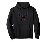 Cuore Nero Ali Gotico San Valentino Occulto Goth Girl Felpa con Cappuccio